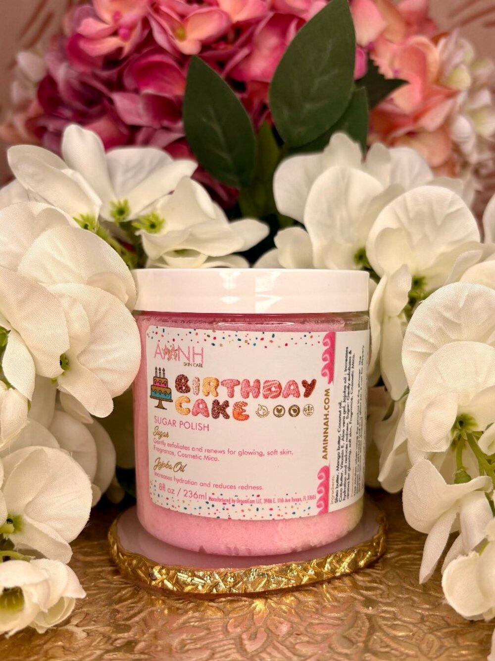 NEW Aminnah Birthday Cake Sugar Polish Scrub 8 oz – Vanilla Cake Scent